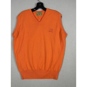 Hawick Knitwear Sweater Vest Mens Large Orange Merino Wool V Neck Golf Doonbeg